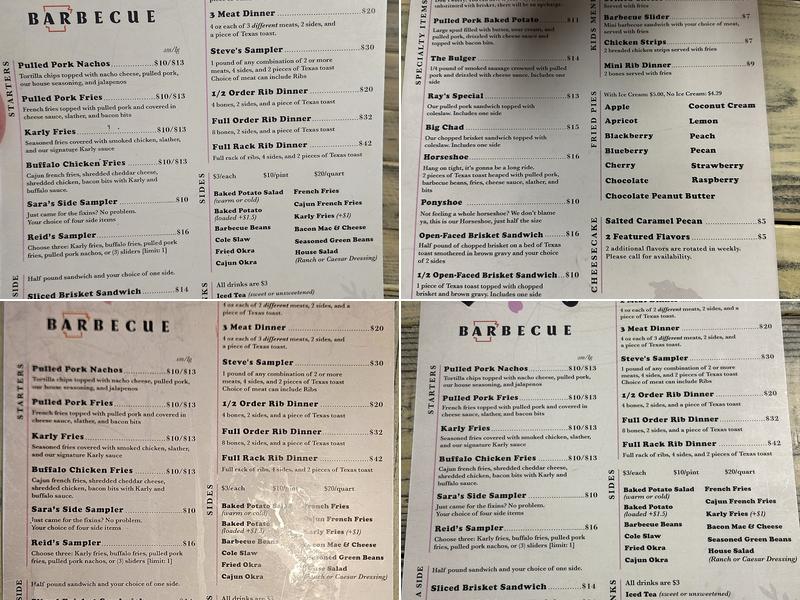 Reid's Hometown Barbecue Menu