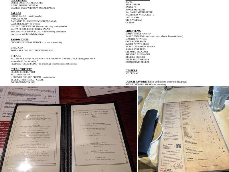 The Chop House Menu