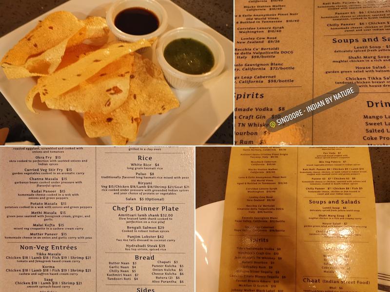 Sindoore Menu