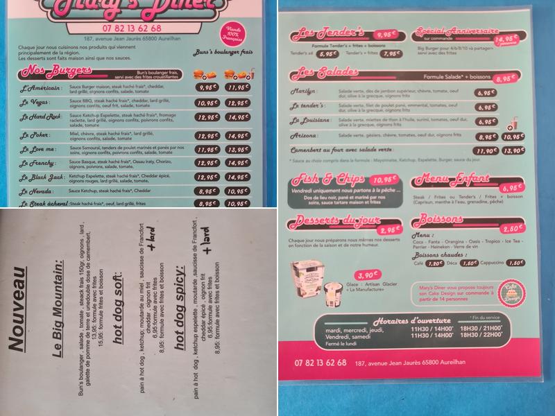 Mary's Diner Menu