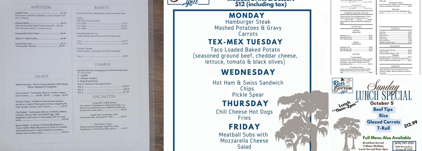 River Bottom Grill Menu
