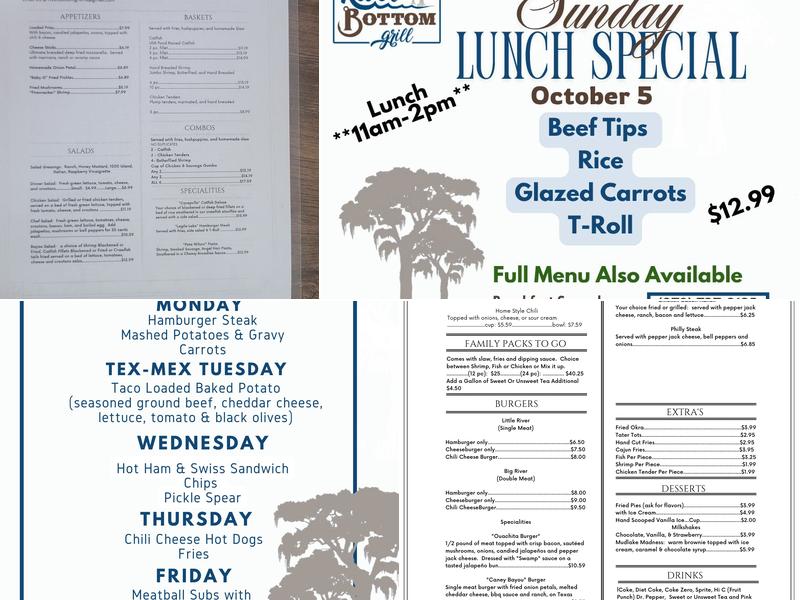 River Bottom Grill Menu