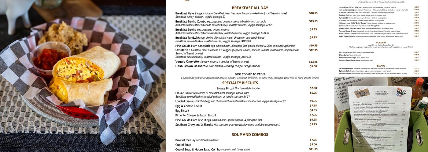 SideKicks Café Menu