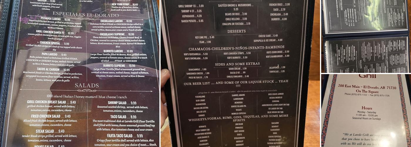 Laredo Grill Restaurant Menu