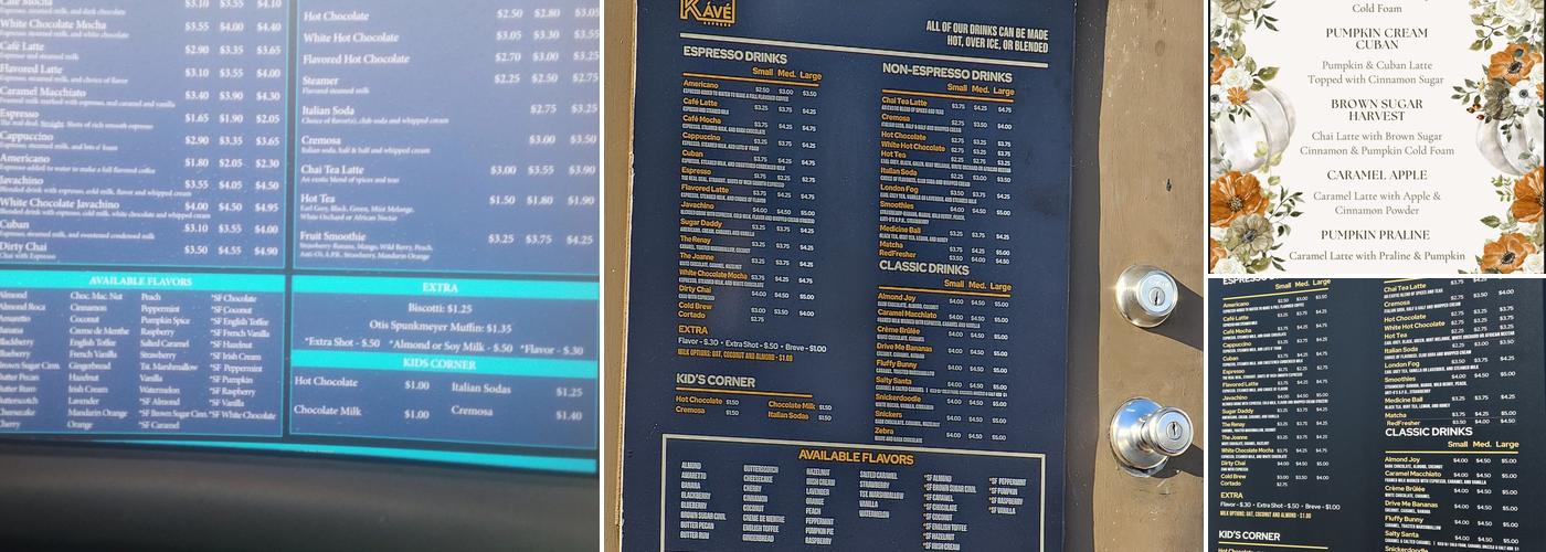Kávé Express Menu