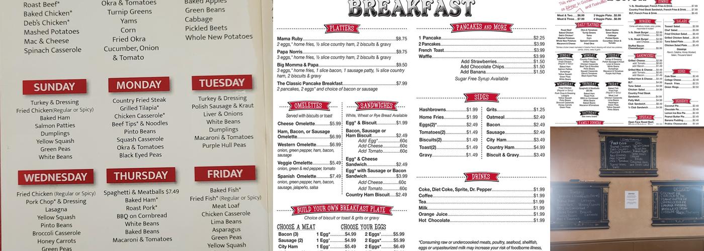 Ruby's Kitchen Menu