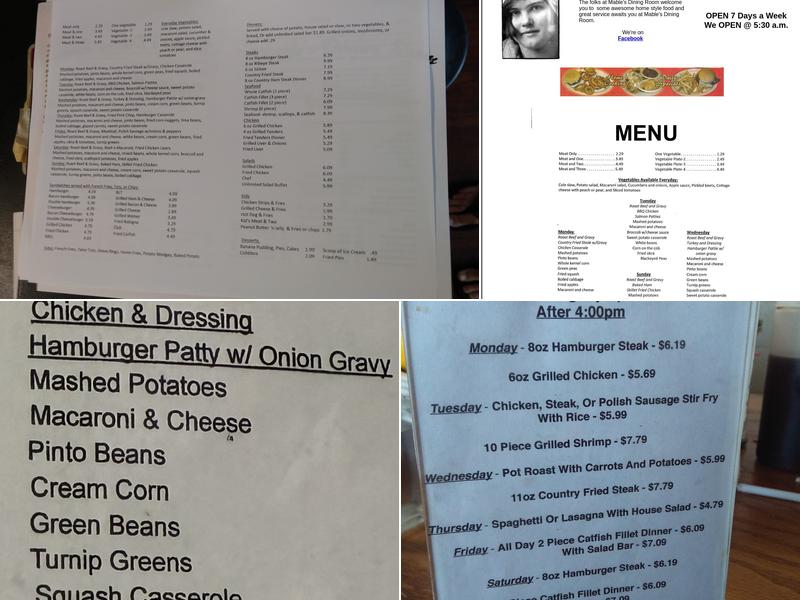 Mables Dining Room Menu