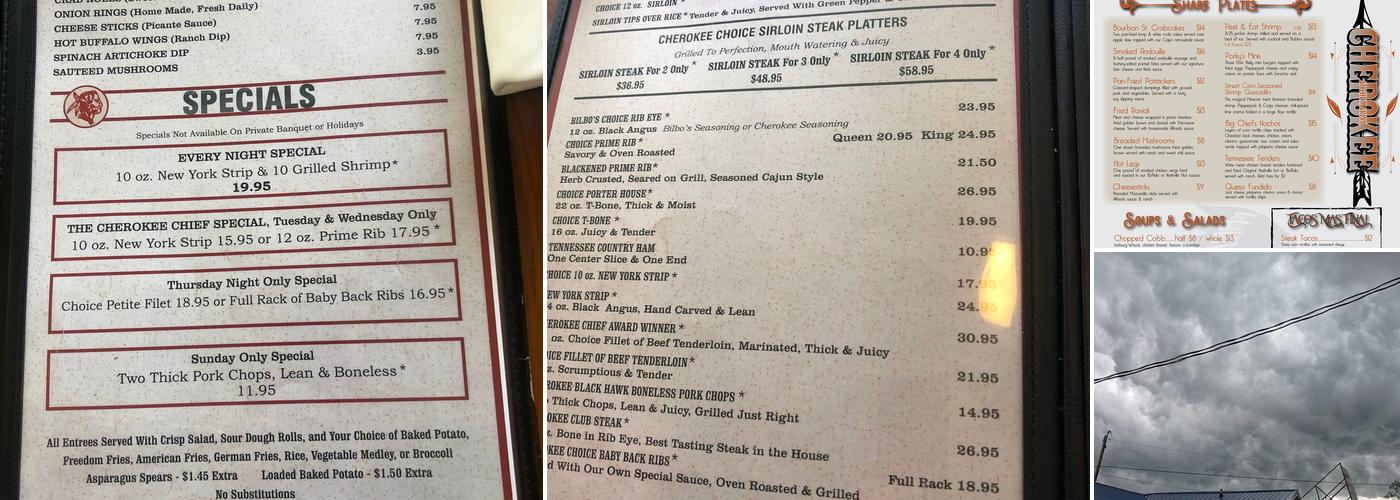 Cherokee Marina & Campground Menu