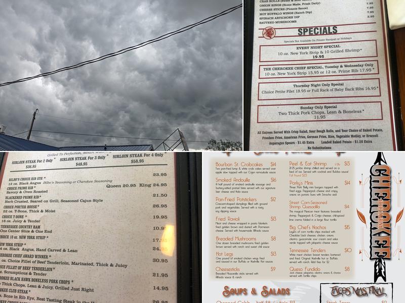 Cherokee Marina & Campground Menu