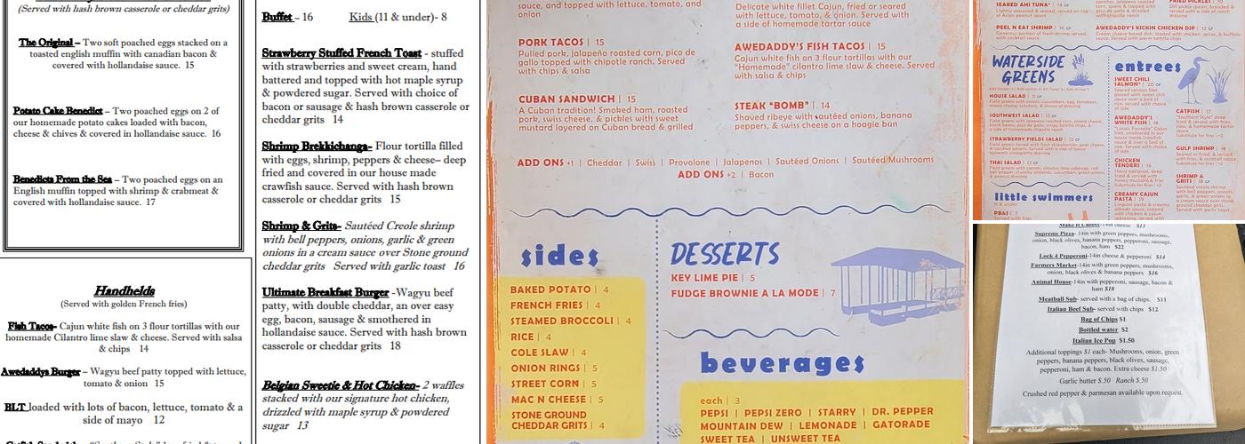 Awedaddys Bar & Grill Menu