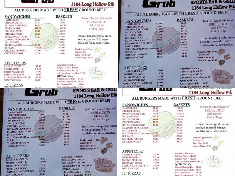 Last Call Bar & Grill Menu