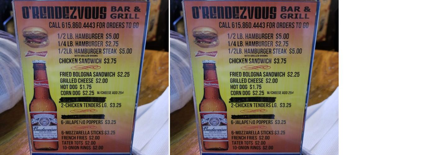 O Rendezvous Menu