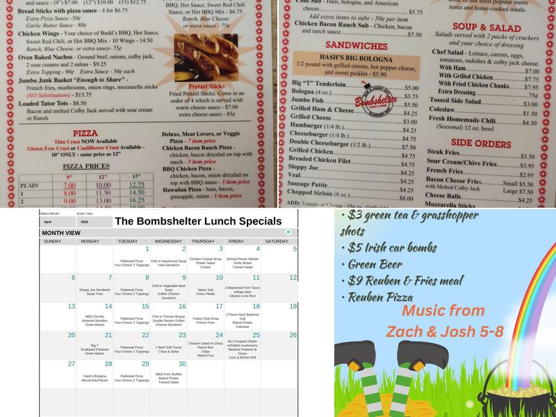 The Bombshelter Carry Out & Bar Menu