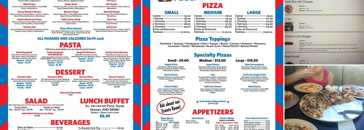 Pizza Plus Menu