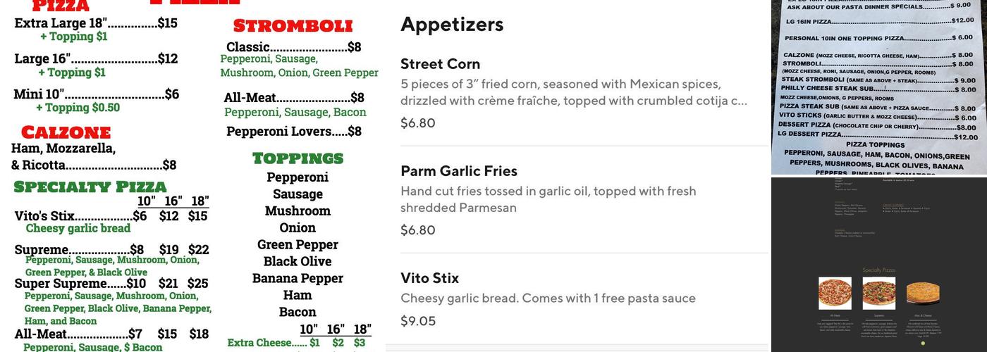 Vito's Pizza Menu