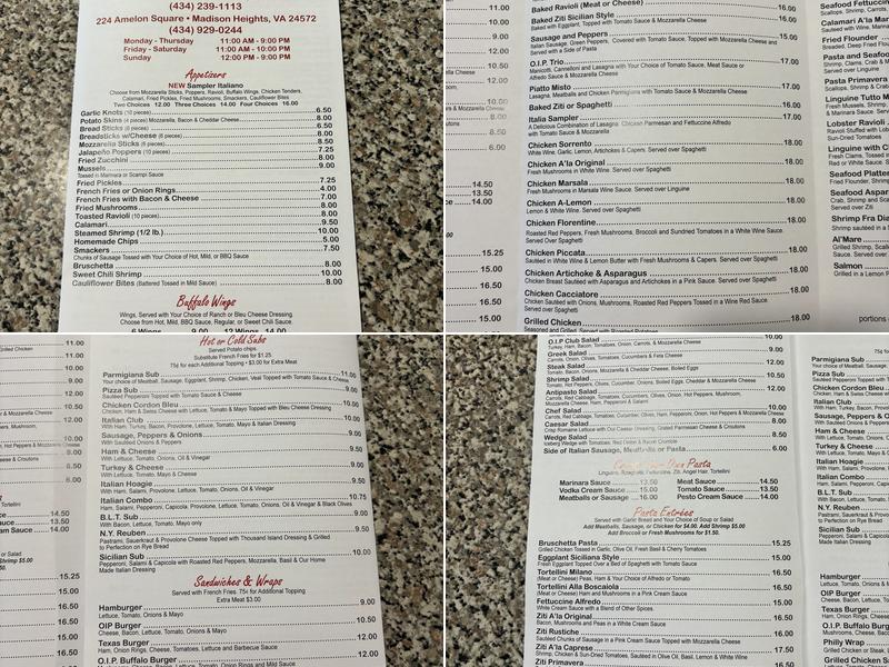 Original Italian Pizza Menu