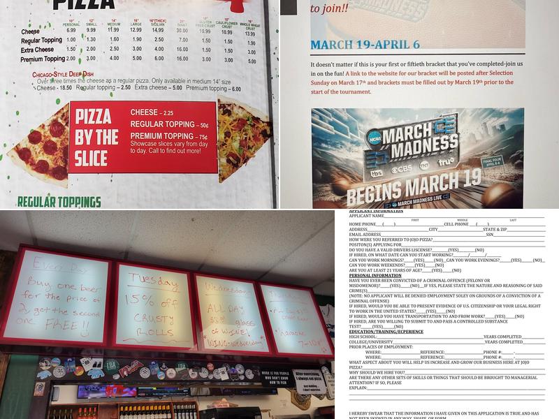 Jo Jo Pizza Lynchburg Menu