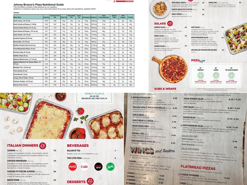 Johnny Brusco's New York Style Pizza Menu