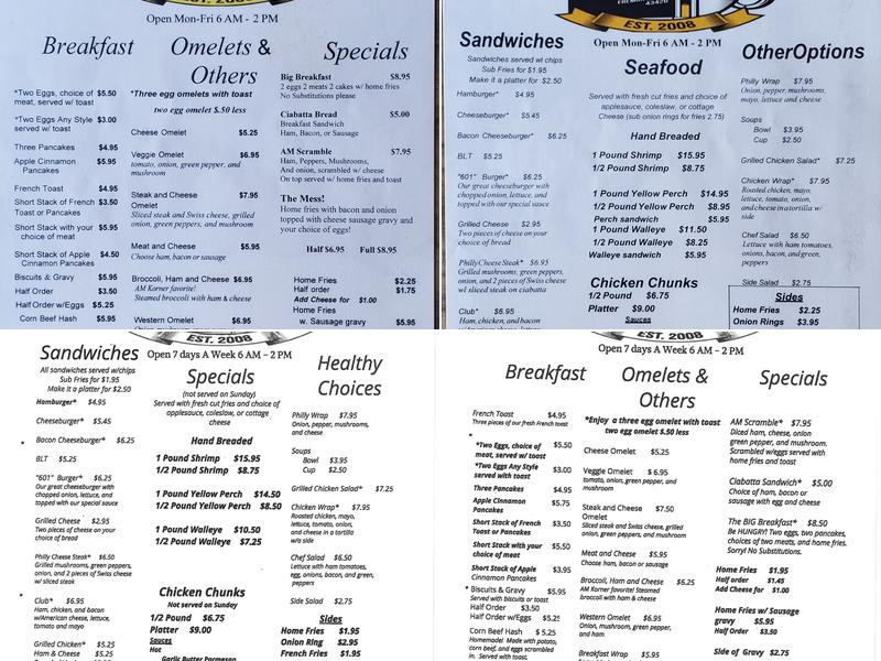 A M Corner Cafe Menu