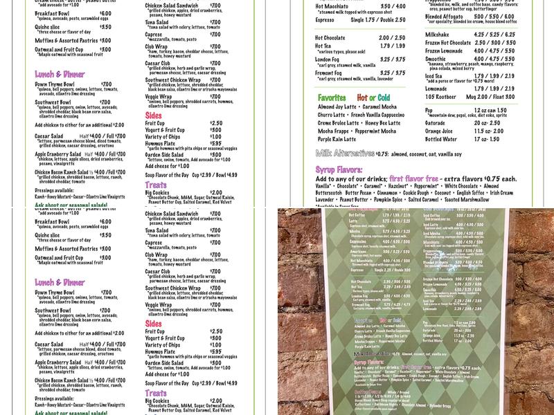 Down Thyme Café Menu
