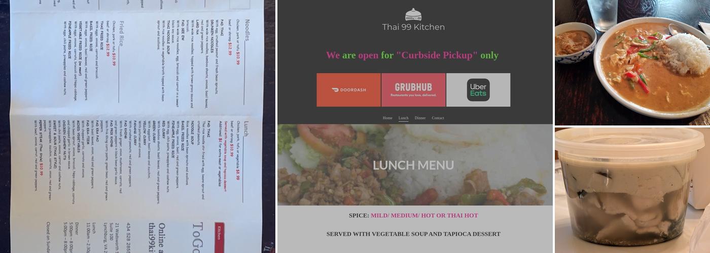 Thai 99 Kitchen (Curbside Pickup Only) Menu