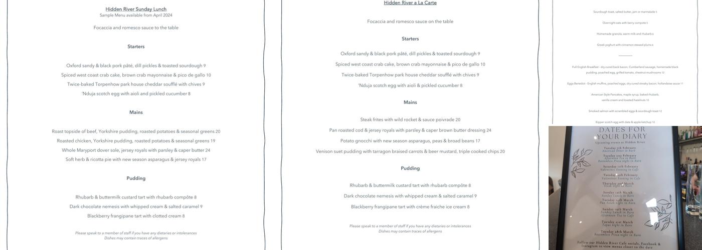 Hidden River Cafe Menu