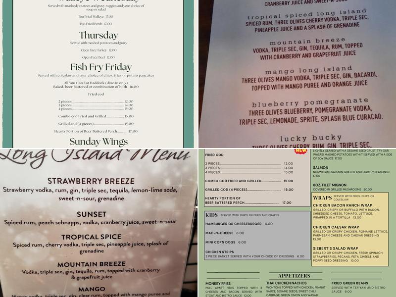 Sieberts Pub Menu