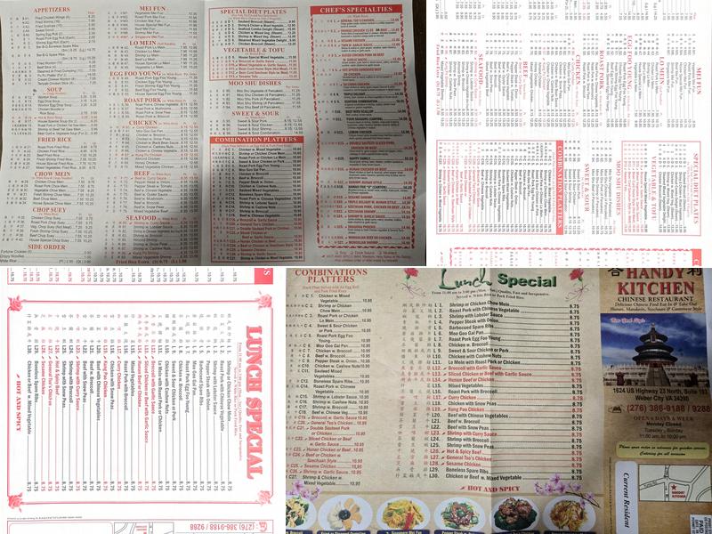 Handy Kitchen Menu
