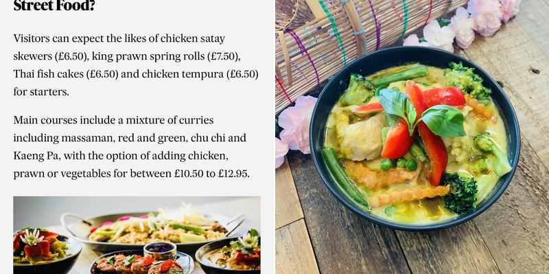 Udon Thai Street Food Menu