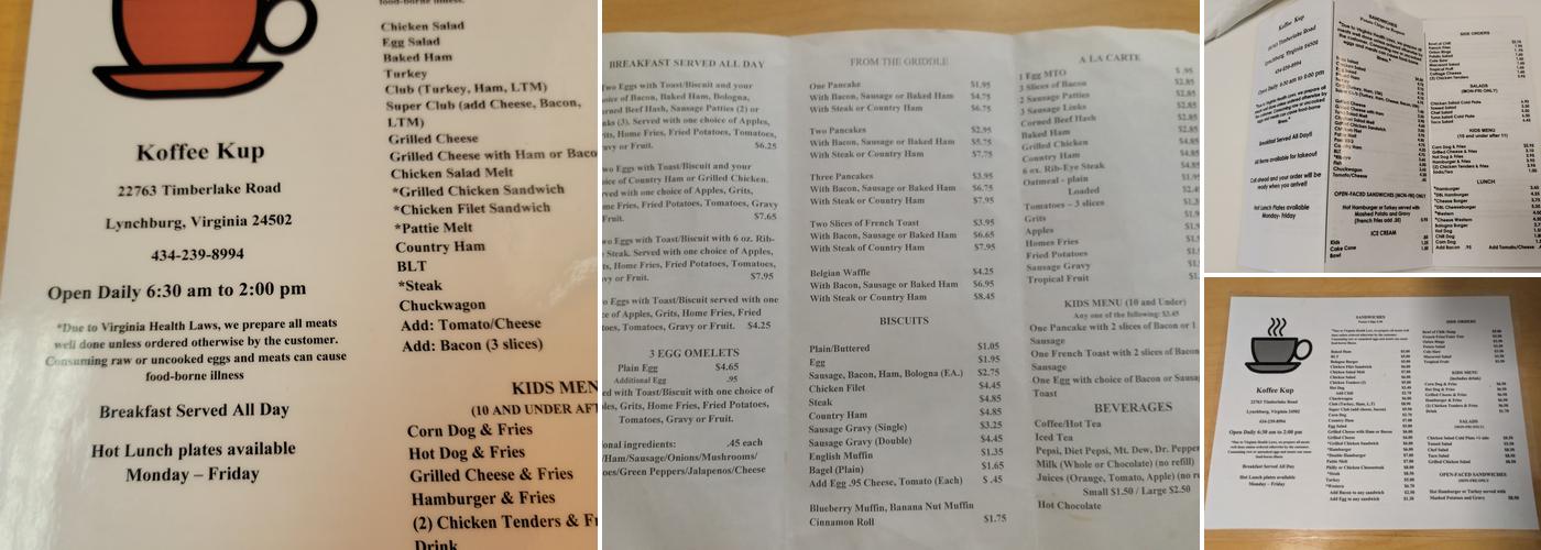 Koffee Kup Menu