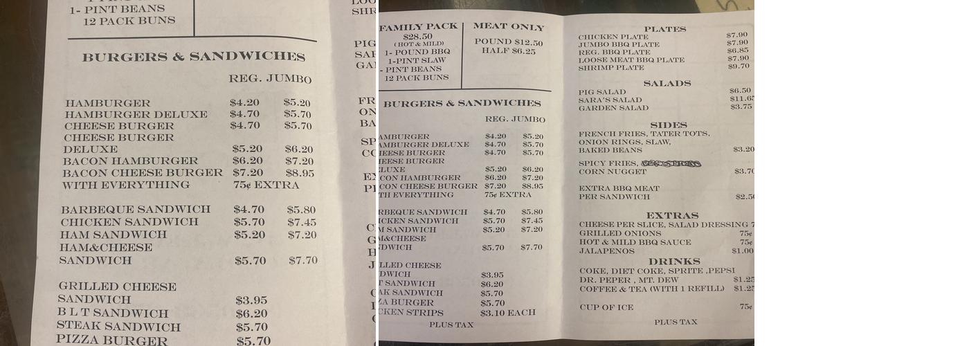 Bowles Bar-B-Que Menu