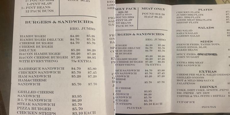 Bowles Bar-B-Que Menu