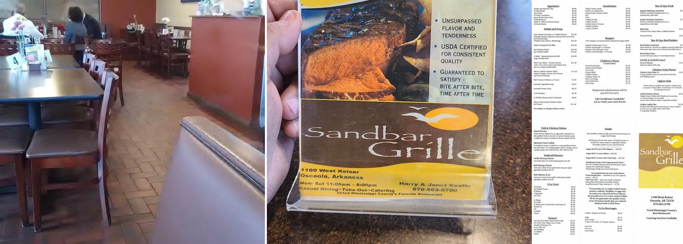 Sandbar Grille Menu