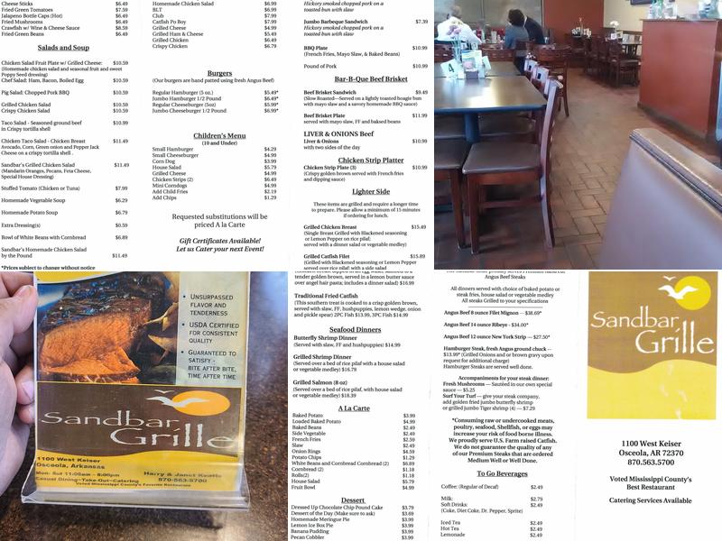 Sandbar Grille Menu
