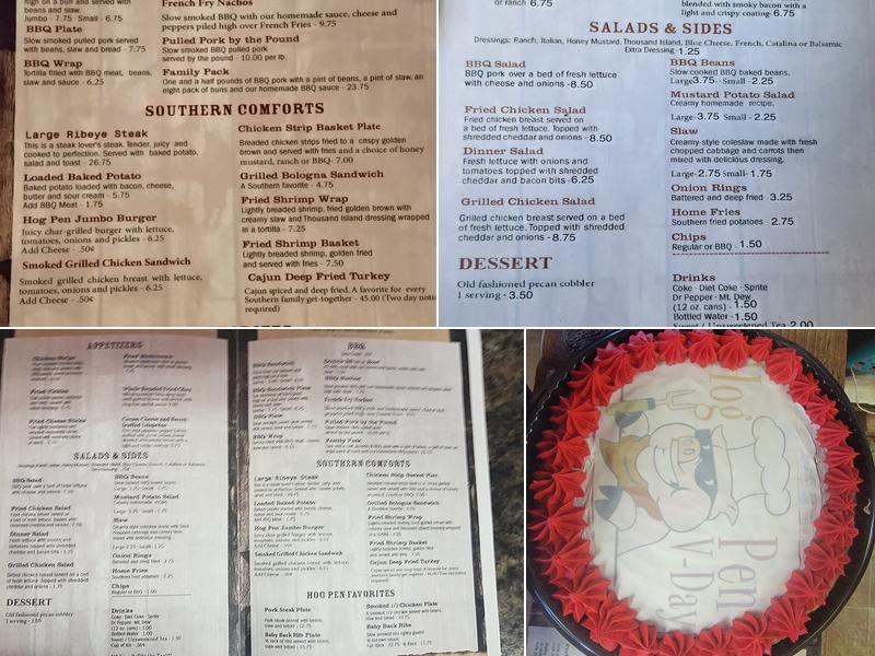Hog Pen Barbecue Menu