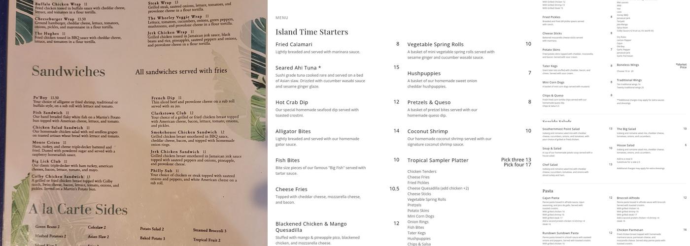 Big Lick Tropical Grill Menu