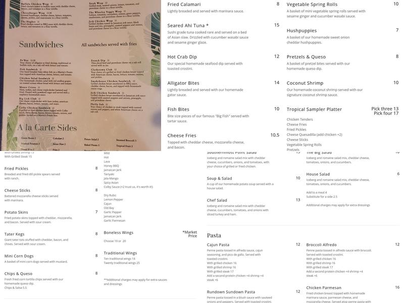 Big Lick Tropical Grill Menu