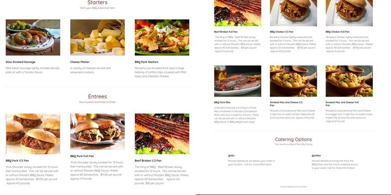 Moose's Barbecue Menu