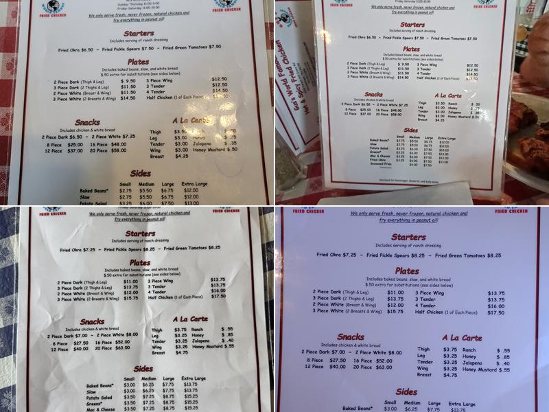 Gus's World Famous Fried Chicken Menu