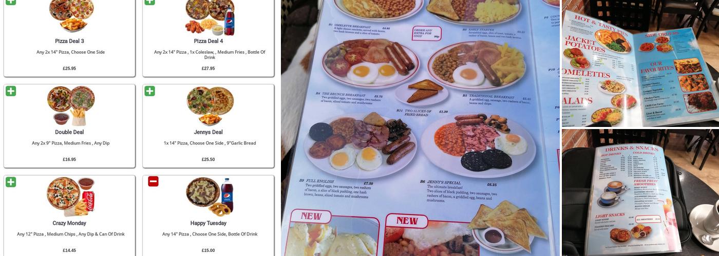 Jenny's Restaurants - Clevedon Menu