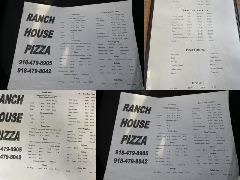 Ranch House Pizza Menu
