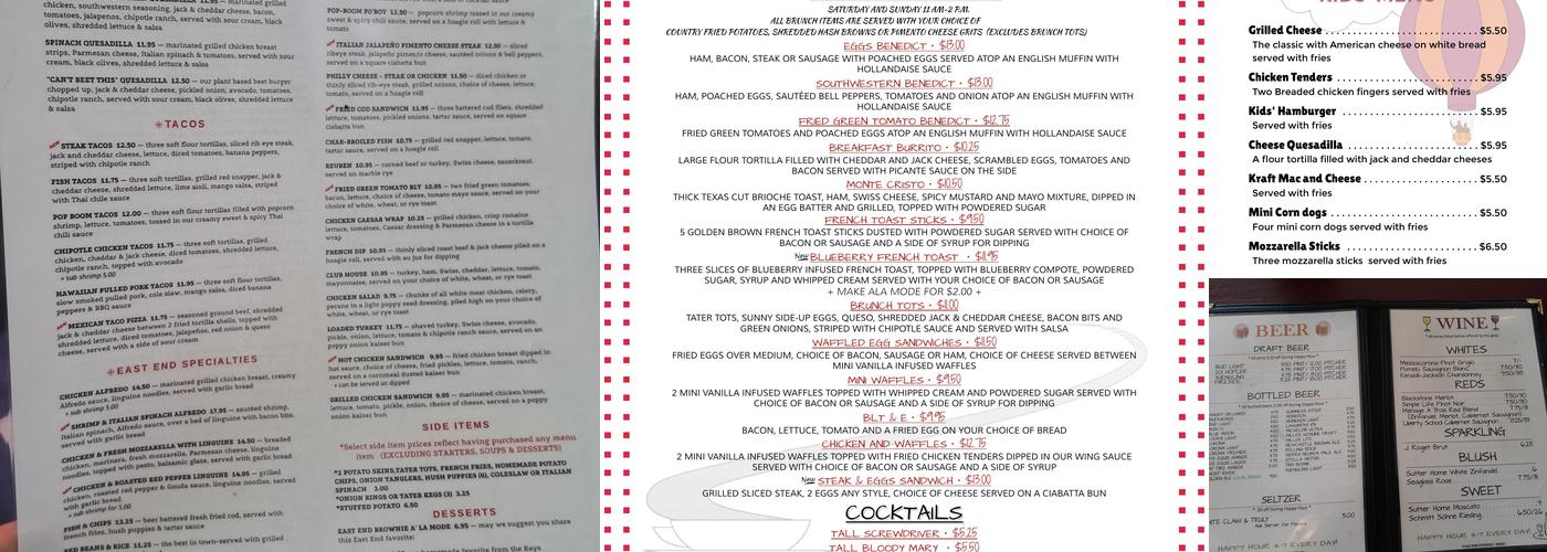 East End Grill Menu