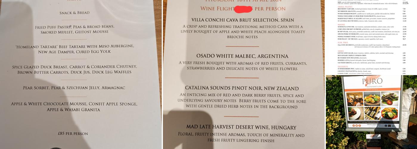 PURO by Tommy Thorn Menu