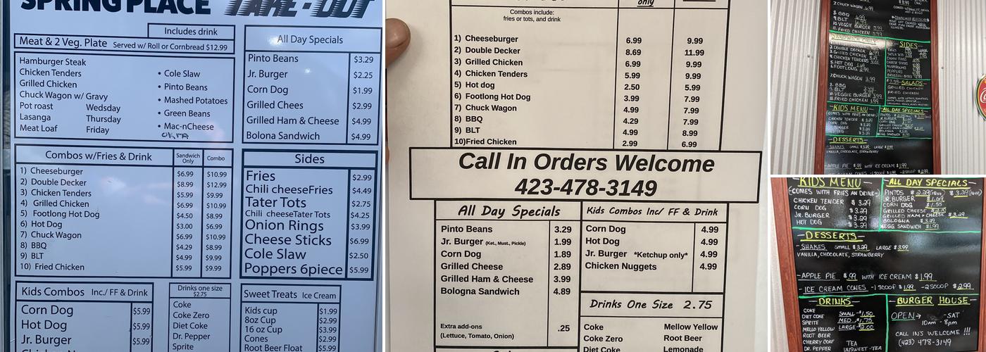 Springplace Takeout Menu