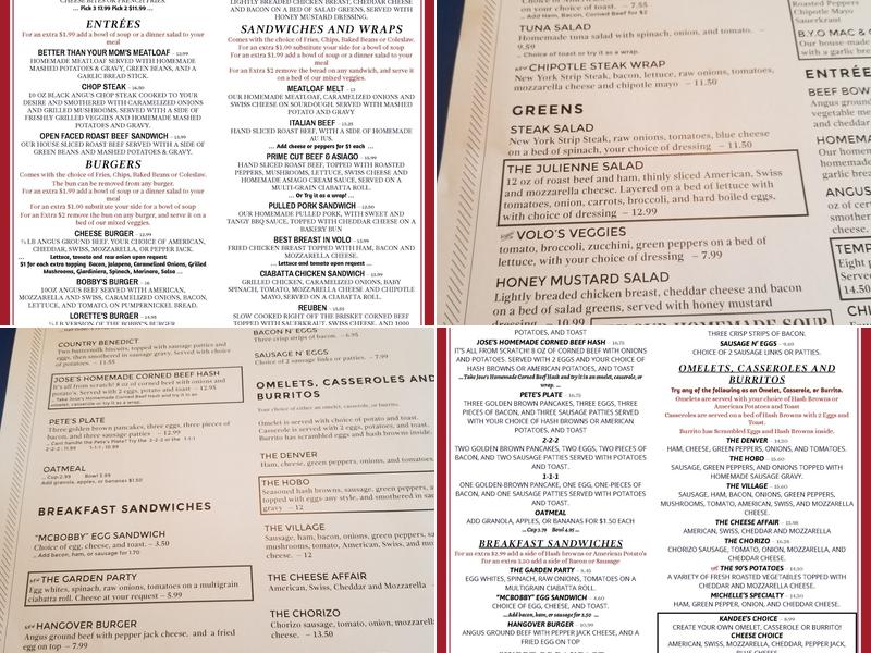 Bobby's Barrel Menu