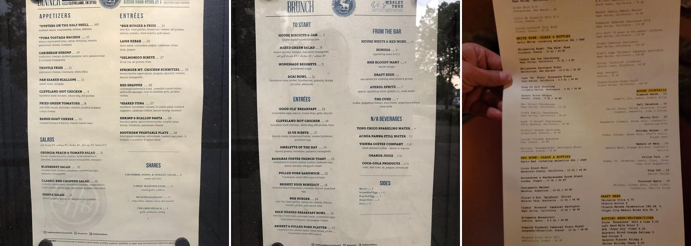 Bald Headed Bistro Menu