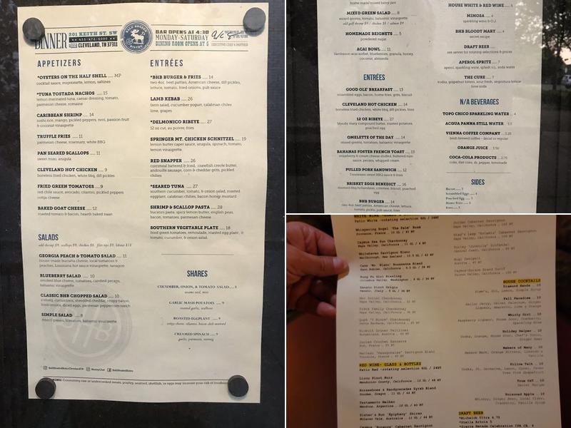 Bald Headed Bistro Menu