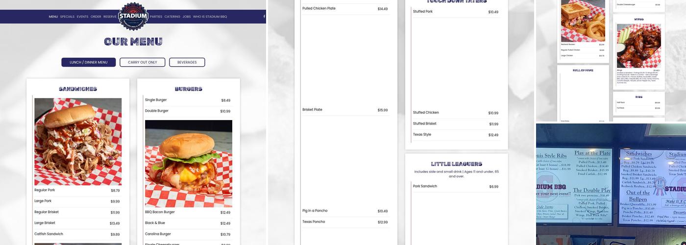 Stadium-Burgers, BBQ and Wings Menu