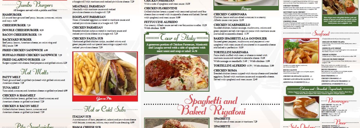 GONDOLIER ITALIAN RESTAURANT & PIZZA OF DAYTON TN Menu