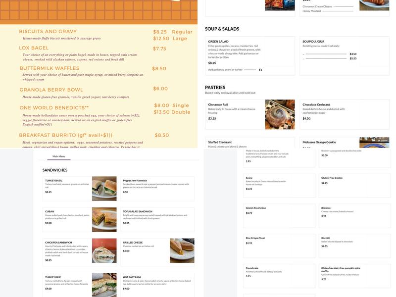 One World Cafe Menu